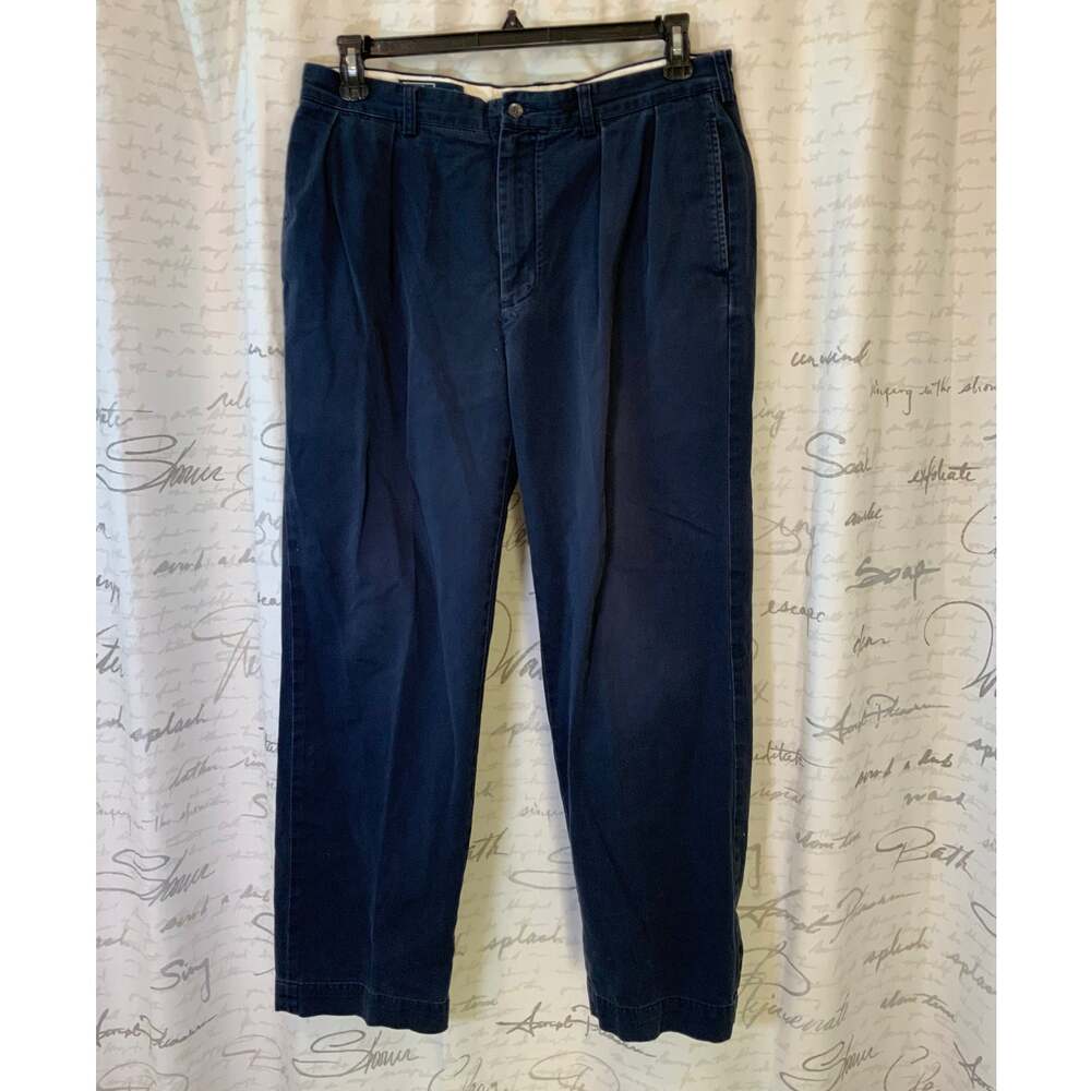 Vintage Polo Ralph Lauren Andrew Navy Blue Pleat Front Pants 34x30